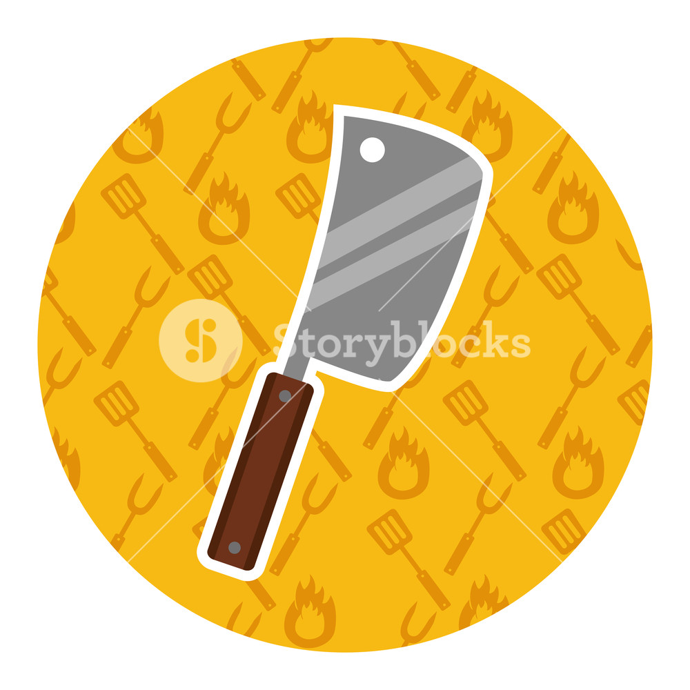 Meat Cleaver On Yellow Background Vector Illustration Royalty Free 1000x1000 Meat Cleaver On Yellow Background Vector Illustration Royalty Free