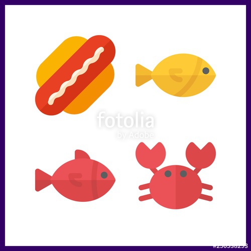 500x500 Meat Icon Vector Illustration Meat Set Crab And Fish Icons