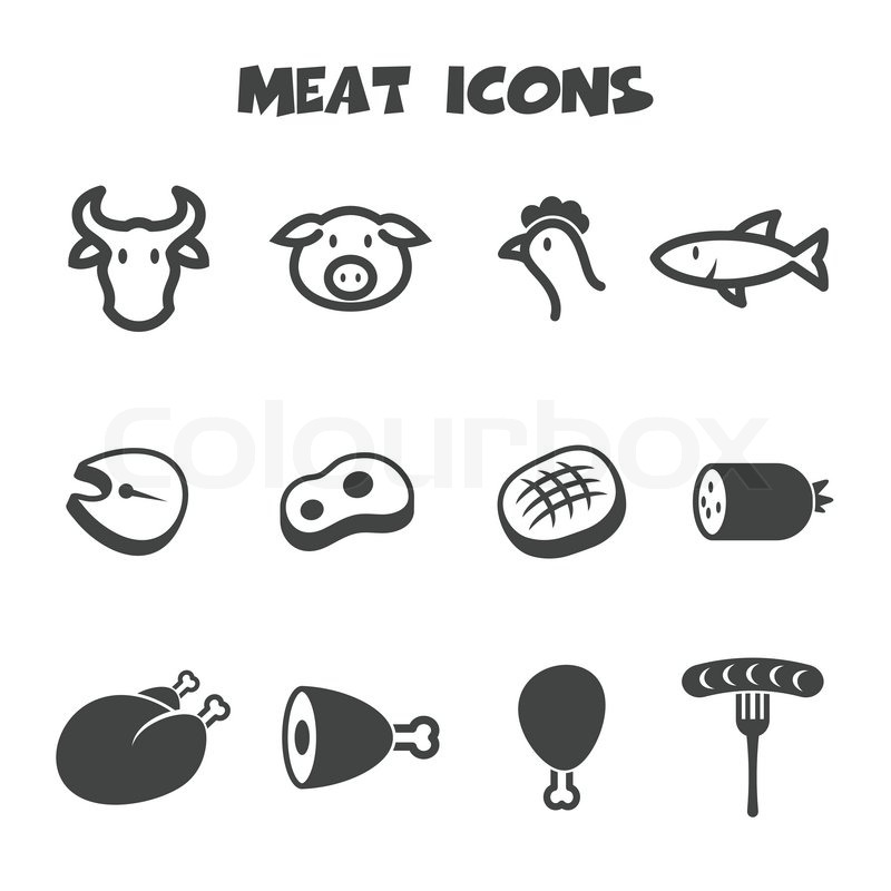 800x800 Meat Icons, Mono Vector Symbols Stock Vector Colourbox