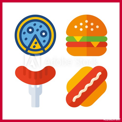 500x500 Meat Icon Vector Illustration Meat Set Hot Dog And Hamburger
