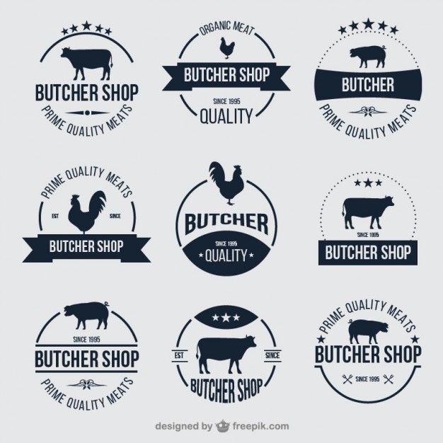 626x626 Butcher Shop Badges Free Vector Butchery Logo Butcher Shop