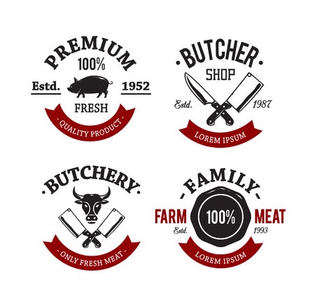 450x427 Vector Set Of Vintage Butchery Meat Shop Emblems Royalty Free