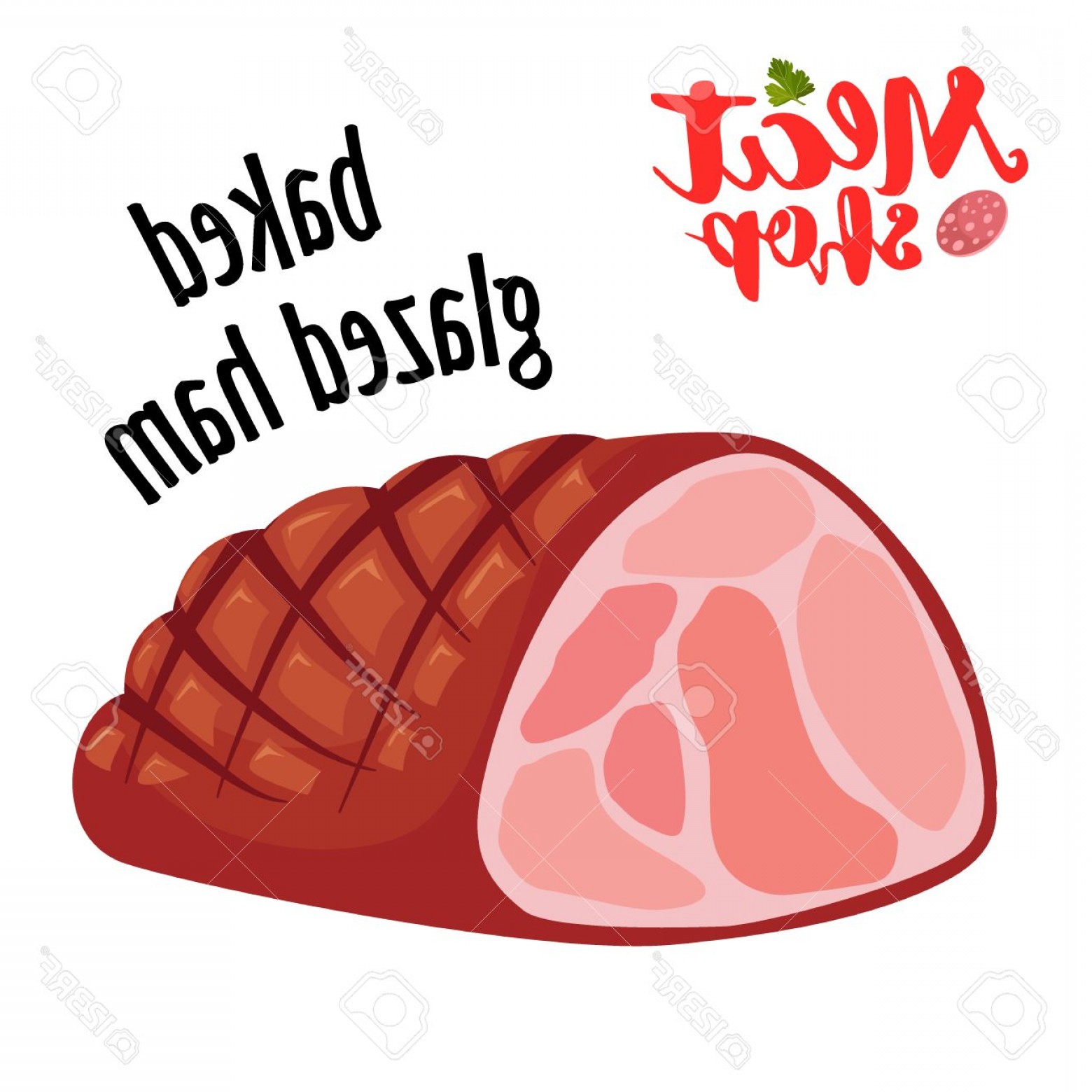 1560x1560 Photostock Vector Meat Vector Baked Glazed Ham Fresh Meat Icon
