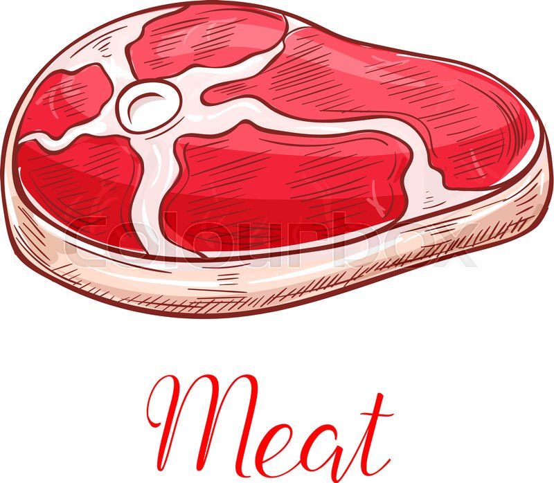 800x698 Raw Meat Vector Sketch Icon Of Fresh Stock Vector Colourbox