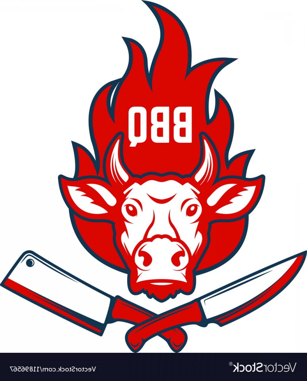 1044x1296 Bbq Cow Head On Fire Background Knife And Meat Vector Soidergi