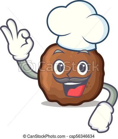 399x470 Chef Meatball Character Cartoon Style Vector Illustration