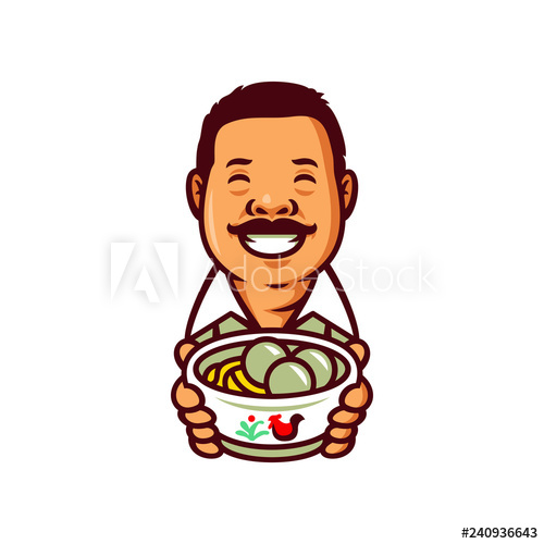 500x500 Meatball Bakso Chef Mascot Logo Template Vector Illustration