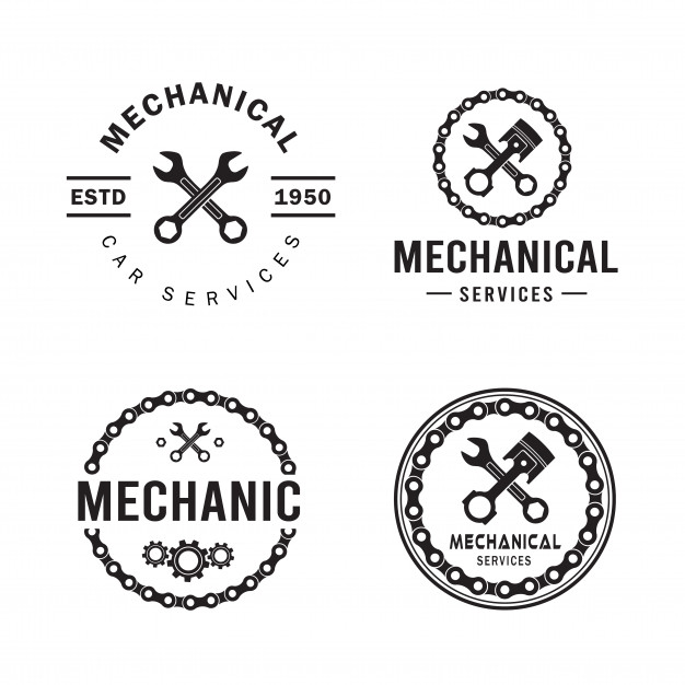 626x626 Mechanic Logo Set, Services, Engineering, Repair Vector Premium