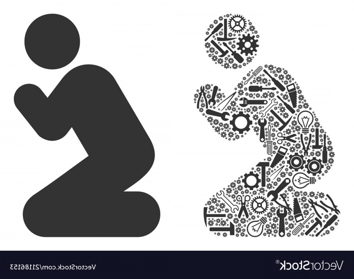 1200x945 Praying Person Collage Of Repair Tools Vector Geekchicpro