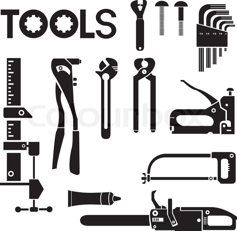 800x780 Tools, Mechanical Equipment Icon Set, Stock Vector Colourbox