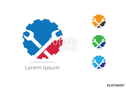 500x350 Automobile, Car Repairing Service Logo Design, Wrench In Gear Icon