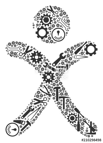 363x500 X Generation Boy Mosaic Of Repair Tools Vector X Generation Boy