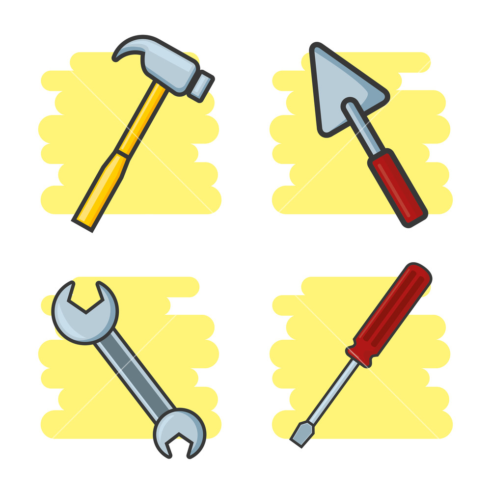 1000x1000 Construction Repair Tools Icons Set Vector Illustration Royalty