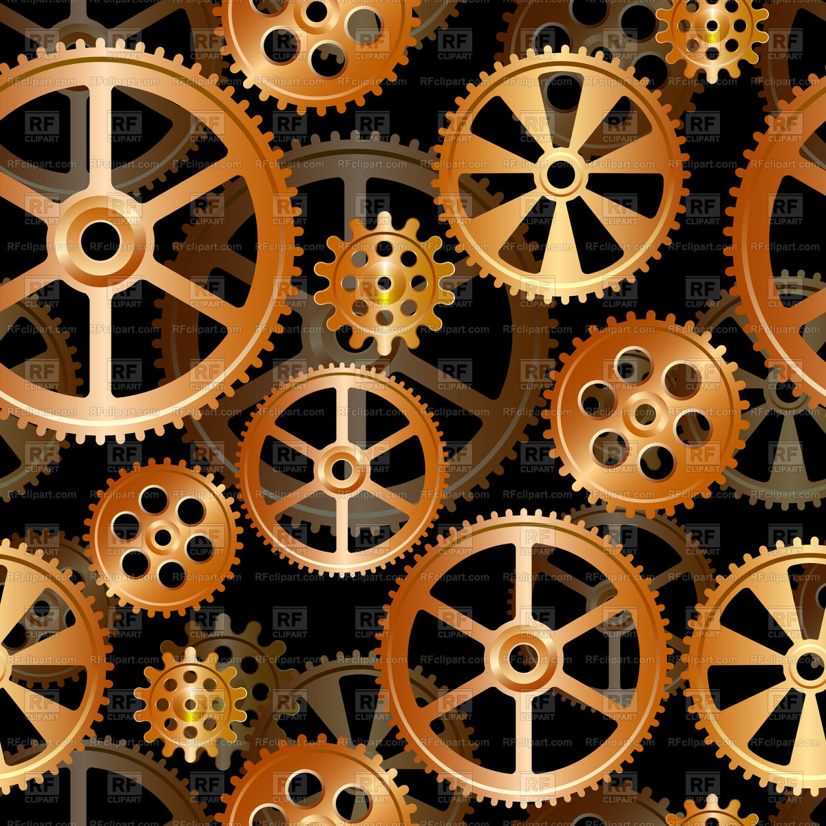 Mechanical Background With Golden Gears Vector Image 1200x1200 Mechanical Background With Golden Gears Vector Image