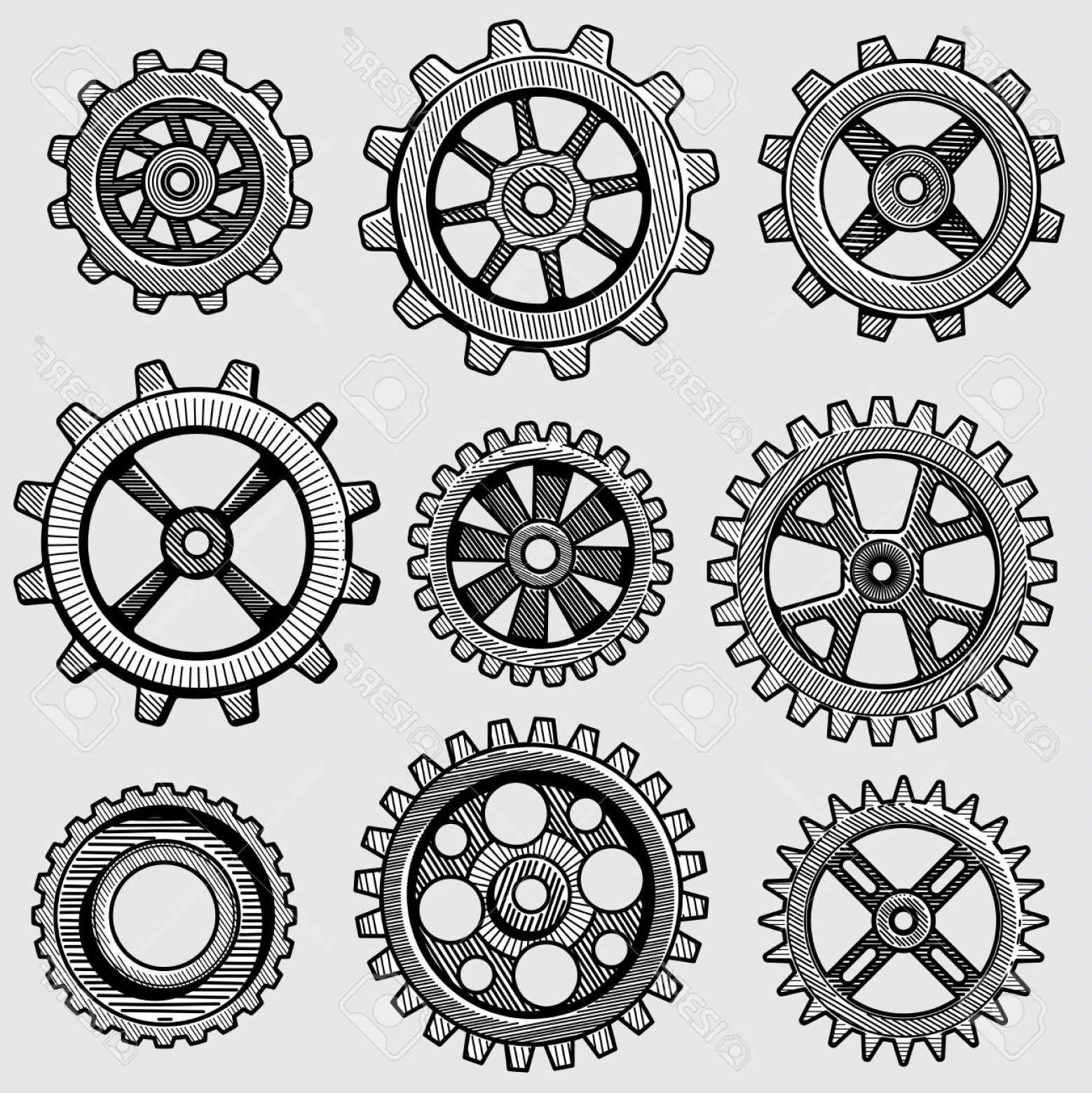Photostock Vector Retro Sketch Mechanical Gears Hand Drawn Vintage 1558x1560 Photostock Vector Retro Sketch Mechanical Gears Hand Drawn Vintage