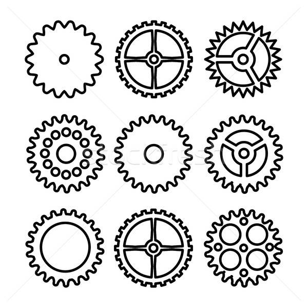 Vector Clock Gears Outline Icons Set Clock Or Machine Wheel 600x599 Vector Clock Gears Outline Icons Set Clock Or Machine Wheel