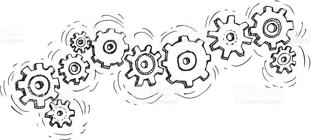 Vector Cartoon Gear Wheels Drawn In Black Ink On White Background 1024x462 Vector Cartoon Gear Wheels Drawn In Black Ink On White Background