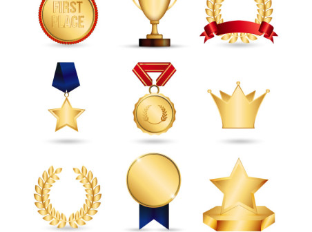 452x336 Golden Trophy And Medal Vector Material Icons Free Golden