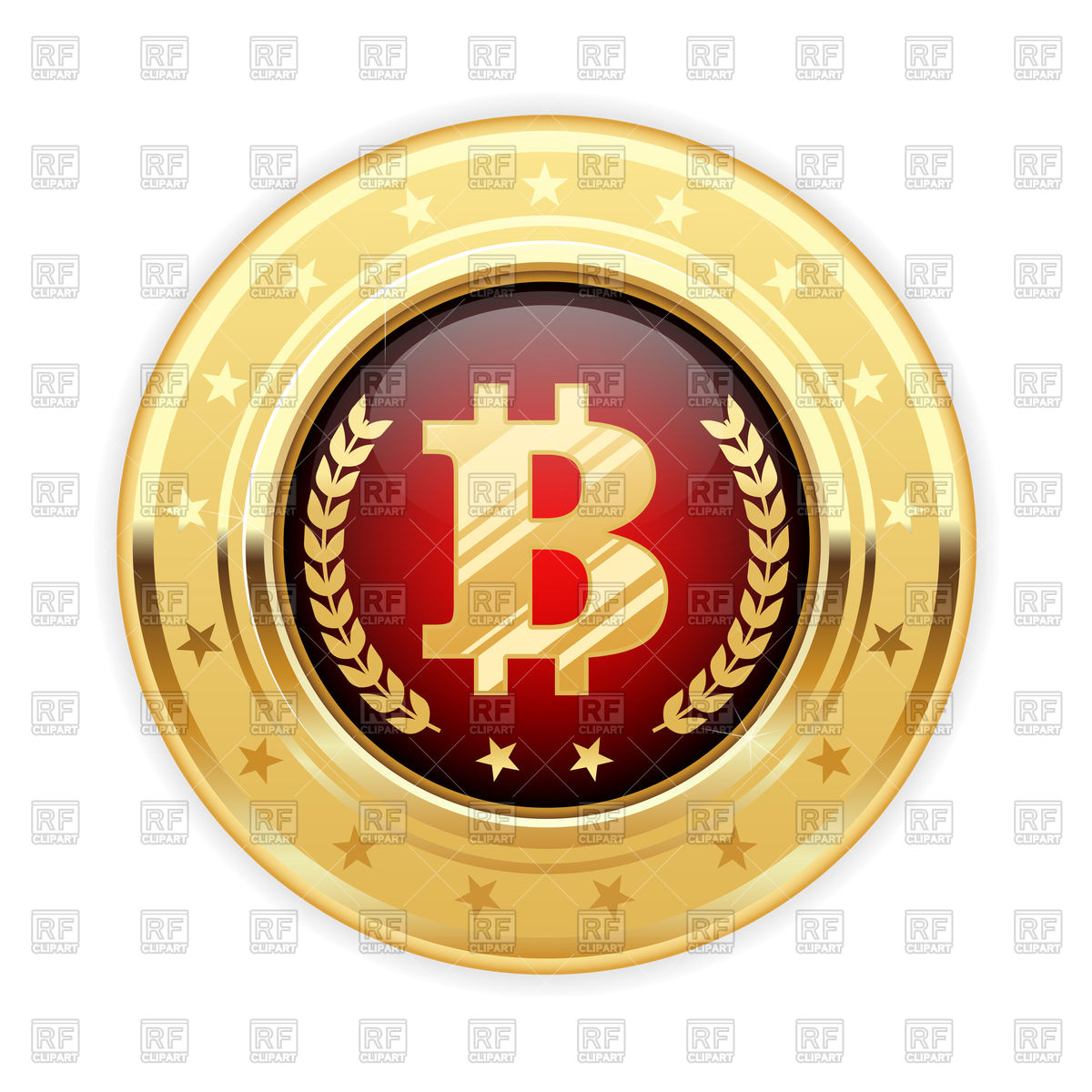 1200x1200 Bitcoin Sign On Gold Medal Vector Image Of Business, Finance