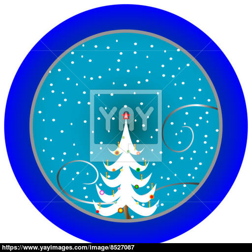 512x512 Christmas Tree Blue Medallion Vector