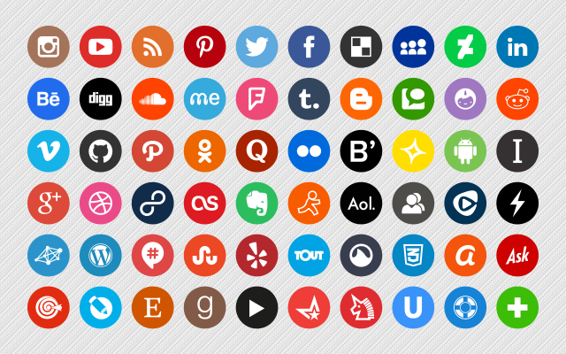 640x400 Premium Colorful Round Vector Social Media Icons Social