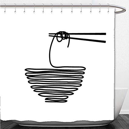 425x425 Interestlee Shower Curtain Noodle Asian Food Icon Suitable