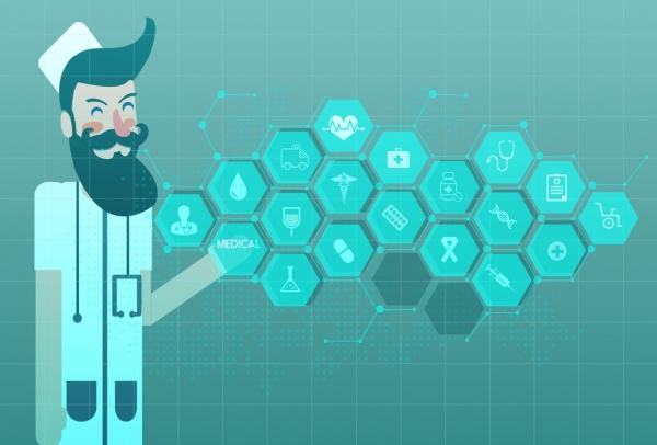 600x406 Medical Background Doctor Polygon Digital Screen Icons Decor Free