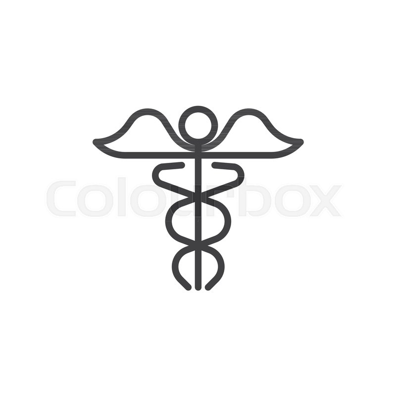 800x800 Medical Caduceus Line Icon, Outline Stock Vector Colourbox