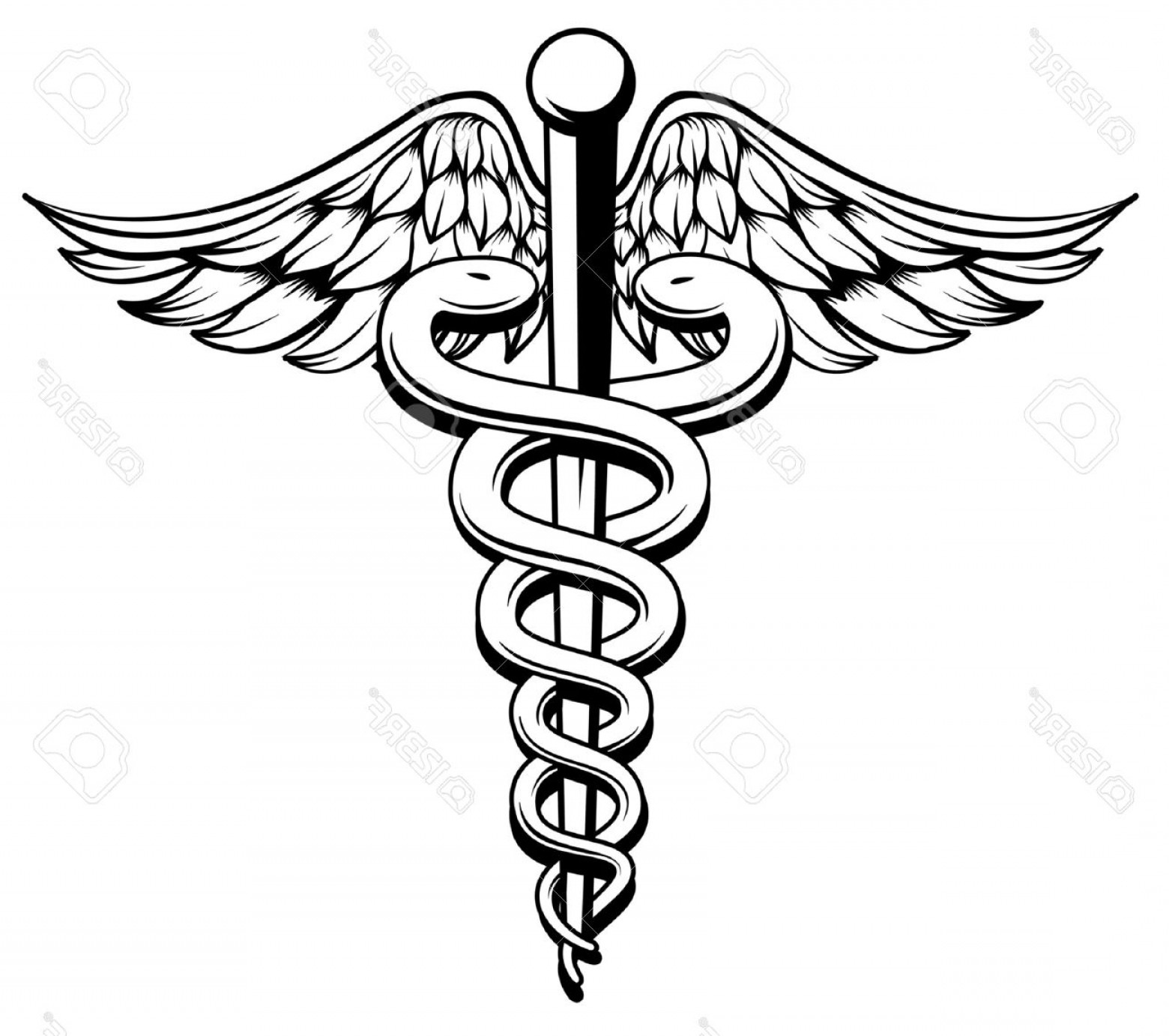 1560x1383 Photostock Vector Medical Symbol Caduceus With Snakes And Wings