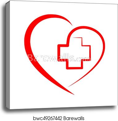 382x390 Heart With Medical Cross Vector Illustration, Canvas Print