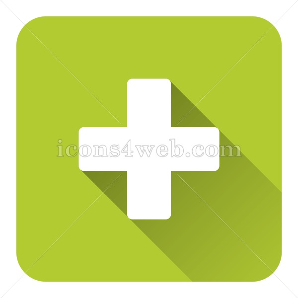 600x600 Medical Cross Flat Icon With Long Shadow Vector