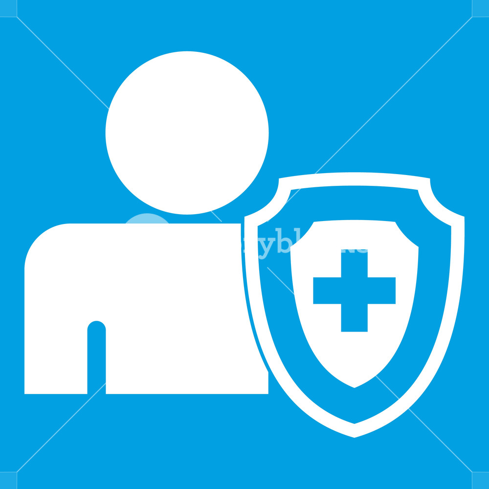 1000x1000 Person And Medical Cross Protection Shield Icon White Isolated