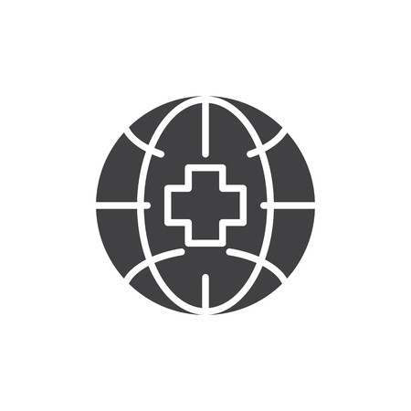 450x450 Earth Globe With Medical Cross Vector Icon Filled Flat Sign