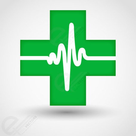 456x456 Free Medical Cross Icom With Cardiogram Free Vector Downloads