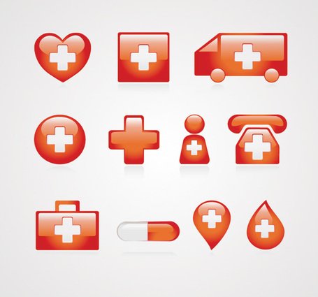 455x425 Free Red Medical Icons Vector Set