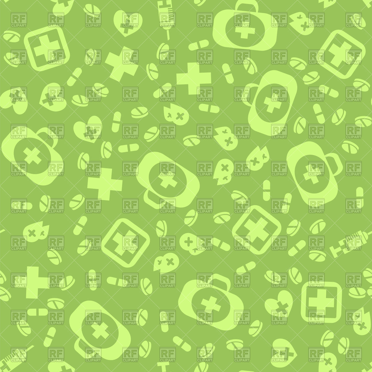 1200x1200 Medical Icons Seamless Pattern On Green Background Vector Image