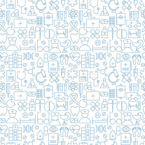600x600 Thin Medical Line Health Care White Seamless Pattern Vector