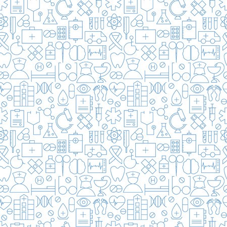 450x450 Thin Medical Line Health Care White Seamless Pattern Vector