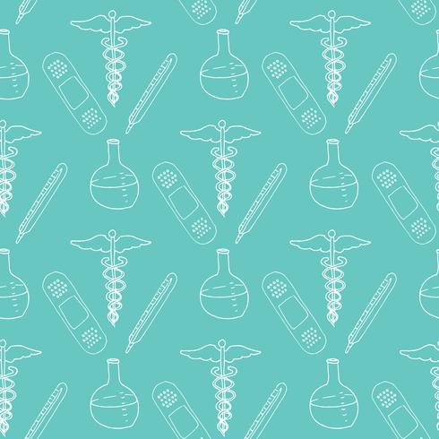 490x490 Hand Drawn Medical Seamless Pattern Pharmacy Vector Background