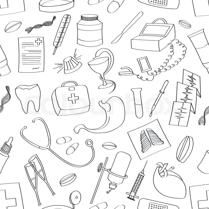 800x800 Medical Doodle Pattern Vector Stock Vector Colourbox