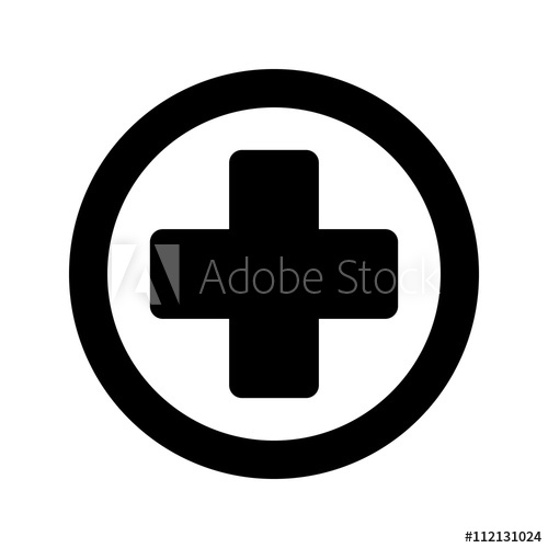 500x500 Medical Sign Plus Round Icon Black On White Background