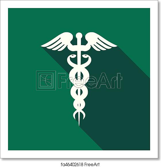 561x581 Free Art Print Of Caduceus Medical Symbol With Long Shadow