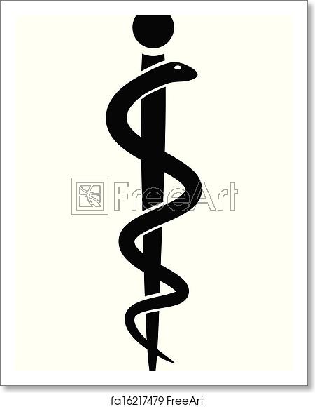 450x580 Free Art Print Of Medical Symbol Caduceus Snake With Stick