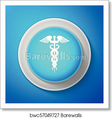 362x382 White Caduceus Medical Symbol Icon Isolated On Blue Background