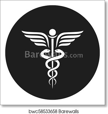 362x382 Winged Snakes Medical Vector Symbol, Art Print Barewalls Posters