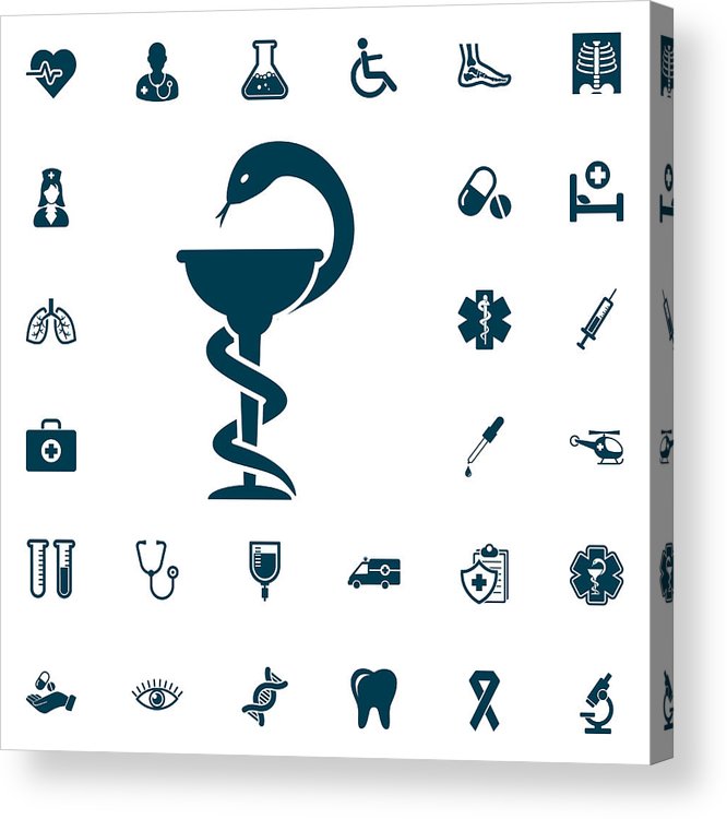 666x750 Life Star Snake Symbol Icon, Medical Set On White Background