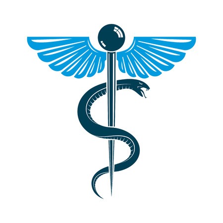 450x450 Caduceus Medical Symbol, Graphic Vector Emblem Created With Wings