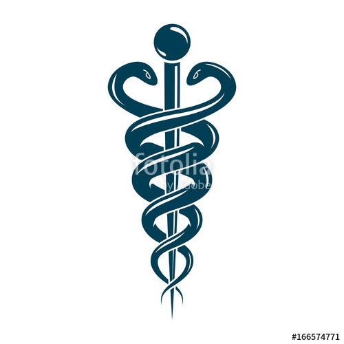 500x500 Caduceus Medical Symbol, Graphic Vector Emblem Created With Snakes