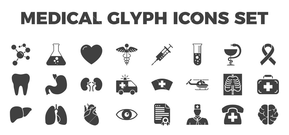 1000x467 Medical Vector Icons Set Glyph Related Icons, Sign And Symbols