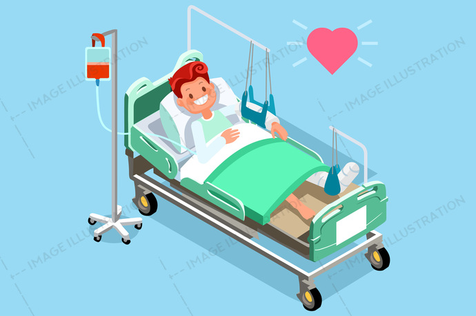 690x459 Patient Leg Broken Fracture Rehabilitation Medical Vector